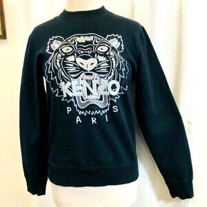 Kenzo Paris Jungle Black Sweatshirt with Embroidered Tiger